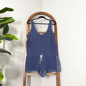 Victoria's Secret MEDIUM Blue Terry Knit Sleeveless Lounge Romper